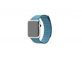 Металлический ремешок с магнитной застежкой "под кожу" для Apple Watch 42/44 mm голубой