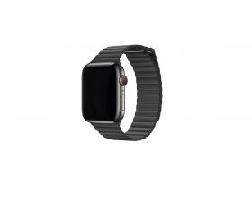 Металлический ремешок с магнитной застежкой "под кожу" для Apple Watch 42/44 mm черный
