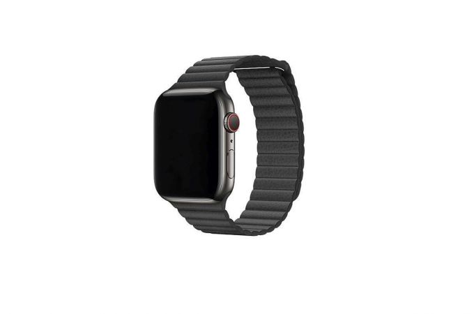 Металлический ремешок с магнитной застежкой "под кожу" для Apple Watch 42/44 mm черный