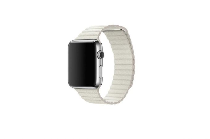 Металлический ремешок с магнитной застежкой "под кожу" для Apple Watch 42/44 mm белый