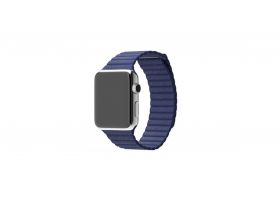 Металлический ремешок с магнитной застежкой "под кожу" для Apple Watch 42/44 mm темный ультрамарин