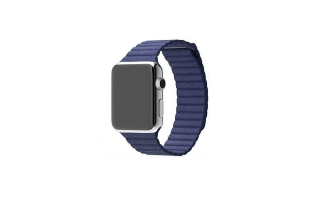 Металлический ремешок с магнитной застежкой "под кожу" для Apple Watch 42/44 mm темный ультрамарин
