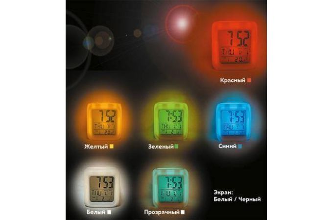 Часы настольные Орбита OT-CLT01  (дата, будильник, темпер., подсветка)