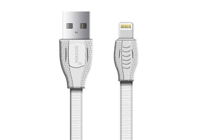 Кабель USB - Lightning SENDEM T1 2.1A (серый) 1м