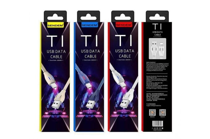 Кабель USB - Lightning SENDEM T1 2.1A (серый) 1м