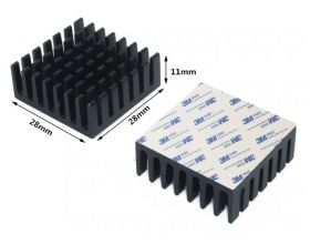 Аллюминиевый радиатор 28х28х10 мм с термоскотчем 3M 9448A