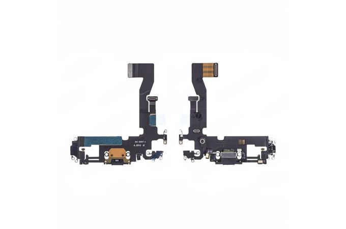 Шлейф с разъемом зарядки iPhone 12 / 12 Pro Оригинал IC (Черный)
