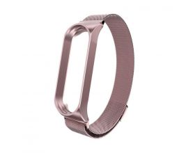 Браслет металлический для XIAOMI MI Band 5 (Миланское плетение)  цвет матово-розовый
