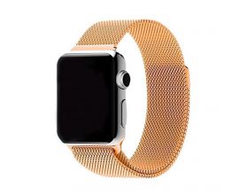 Металлический магнитный браслет  "Миланское плетение" для Apple Watch 42-44 мм цвет бронза