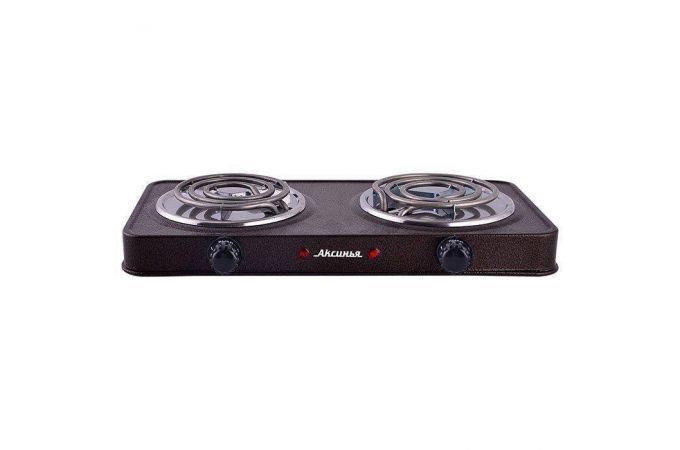 Плитка электрическая АКСИНЬЯ КС-007 коричневая 2 конфорки, СПИРАЛЬ