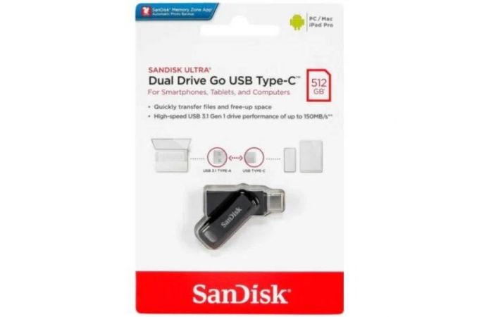 USB флеш накопитель_512 Gb SanDisk Ultra Dual Drive Go USB 3.1 - USB Type-C / SDDDC3-512G-G46
