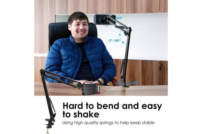 Подставка для телефона с лампой селфи и прищепкой держателем (мятая упаковка)