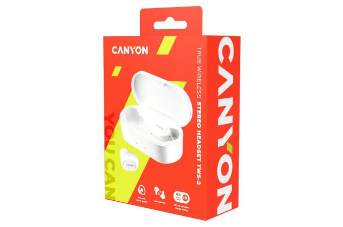 Наушники вакуумные беспроводные Canyon TWS-2 Bluetooth (белый)