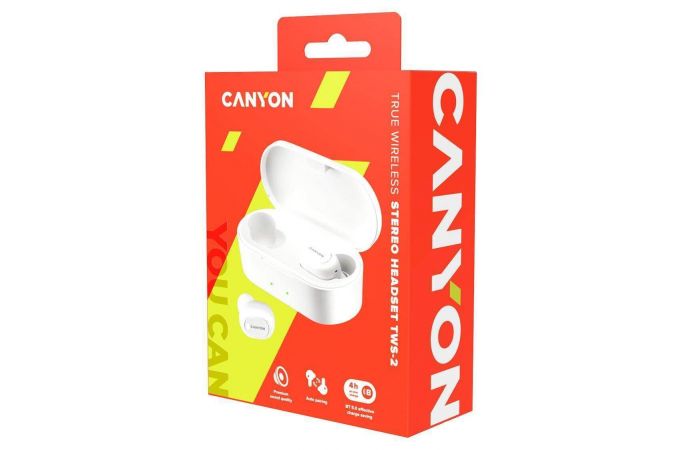 Наушники вакуумные беспроводные Canyon TWS-2 Bluetooth (белый)