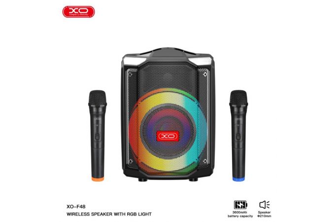 Активная напольная акустика XO F48 Dual Wheat 8" Phantom RGB Bluetooth Speaker 40W (with remote control) (черный)