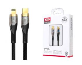 Кабель USB Type-C - Lightning XO NB-Q223A Transparent Gold Plated Series  27W Braided Black