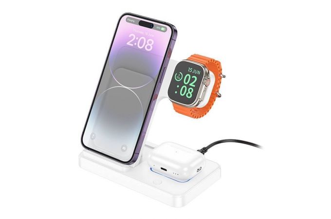 Беспроводное зарядное устройство BOROFONE BQ26 Best 3-in-1 wireless fast charger (белый)