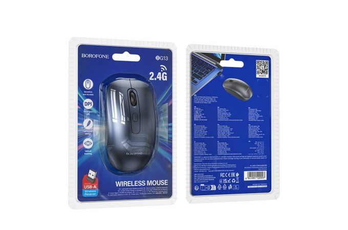 Мышь беспроводная BOROFONE BG13 Winner  business wireless mouse (USB, 2.4ГГц ) (черный)