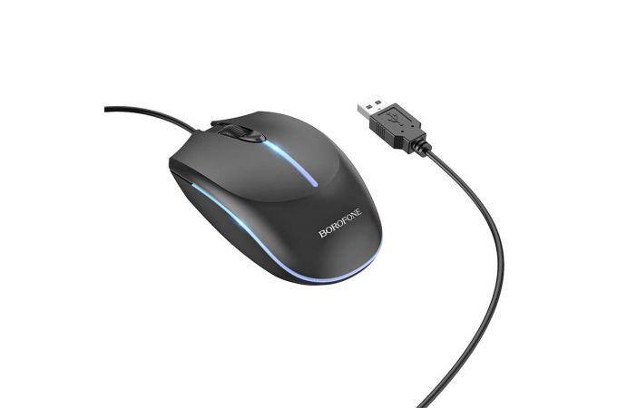 Мышь проводная BOROFONE BG10 Soaring game luminous wired mouse (черный)