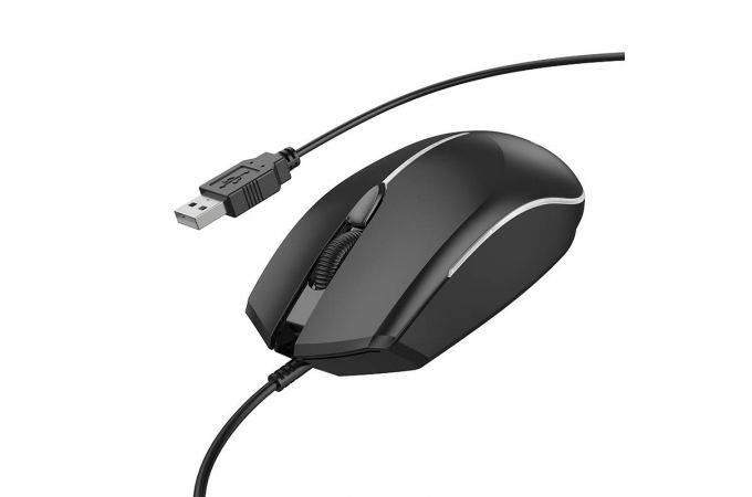 Мышь проводная BOROFONE BG10 Soaring game luminous wired mouse (черный)