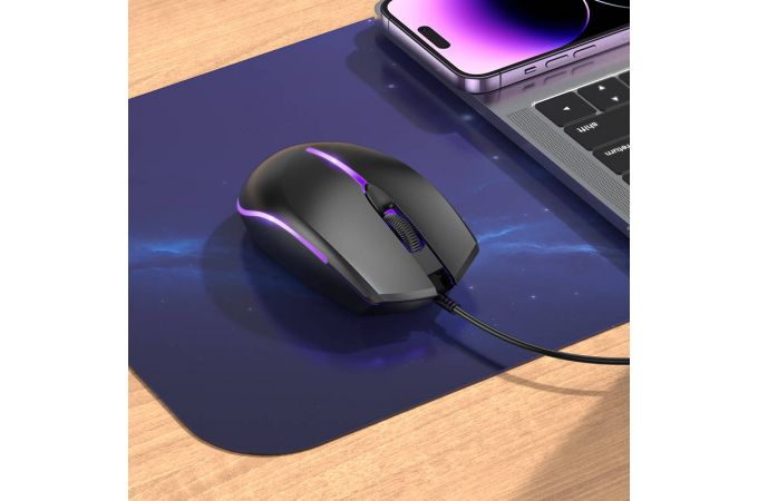 Мышь проводная BOROFONE BG10 Soaring game luminous wired mouse (черный)