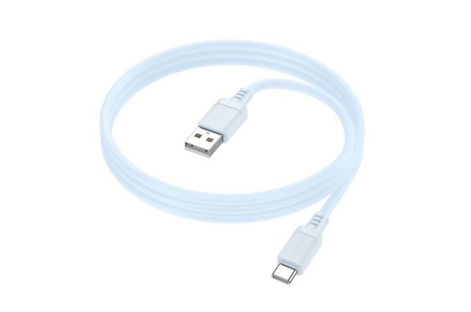 Кабель USB - USB Type-C BOROFONE BX115 Lotto (голубой) 1м силиконовый