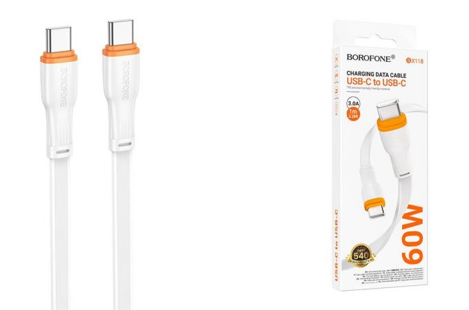 Кабель USB Type-C - USB Type-C BOROFONE BX118 Esplendido 60W (белый) 1м