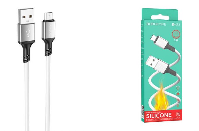 Кабель USB - MicroUSB BOROFONE BX83 2,4A (белый) 1м