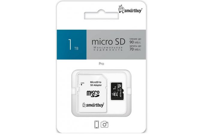 Карта памяти MicroSDXC_1 Tb SmartBuy class10 PRO90/70Mb/s для видеорегистр. UHS-I (U3) SB1TBSDP01