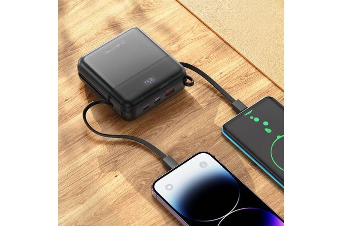 Универсальный дополнительный аккумулятор Power Bank BOROFONE BJ64A Distinct 22.5W+PD20W fully compatible power bank with cable (20000mAh) (черный)