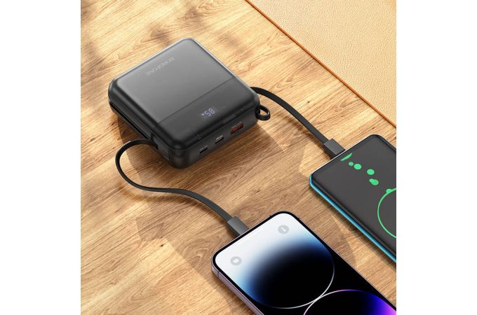 Универсальный дополнительный аккумулятор Power Bank BOROFONE BJ64A Distinct 22.5W+PD20W fully compatible power bank with cable (20000mAh) (белый)