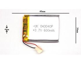Универсальный аккумулятор 40x30x4 3.7V 600mAh (403040P)