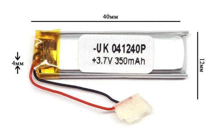 Универсальный аккумулятор 40x12x4 3.7V 350mAh (401240P)