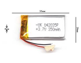 Универсальный аккумулятор 35x20x4 3.7V 350mAh (402035P)