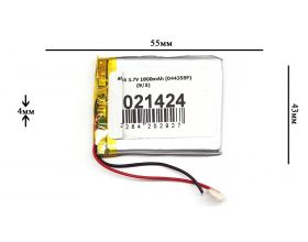 Универсальный аккумулятор 55x43x4 3.7V 1800mAh (044355P) (6/31-1/2)