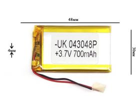 Универсальный аккумулятор 48x30x4 3.7V 700mAh (403050P)