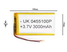 Универсальный аккумулятор 100x55x4 3.7V 3000mAh (0455105P) (0355100P) (4/2)