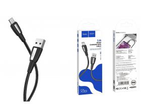 Кабель USB - MicroUSB HOCO X39 2,4A (черный) 1м (в оплетке)