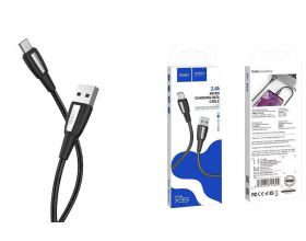 Кабель USB - MicroUSB HOCO X39 2,4A (черный) 1м (в оплетке)