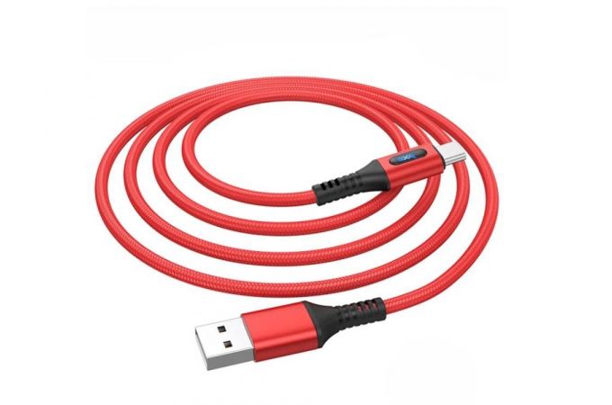 Кабель USB - MicroUSB HOCO U79 2,4A (красный) 1,2м (в оплетке)