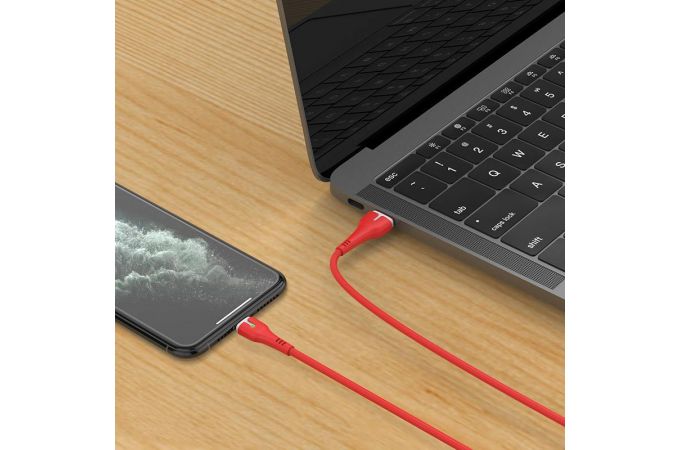 Кабель USB - Lightning HOCO X45, 2,4A (красный) 1м (LED индикатор)
