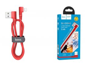 Кабель USB - Lightning HOCO U83, 2,4A (красный) 1,2м (силиконовый)