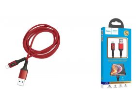 Кабель USB - Lightning HOCO U79, 2,4A (красный) 1,2м (в оплетке, LED индикатор)