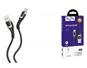Кабель USB - USB Type-C HOCO U81, 3A (черный) 1,2м (в оплетке, с усилением сгиба)