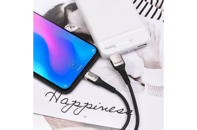 Кабель USB - USB Type-C HOCO U81, 3A (черный) 1,2м (в оплетке, с усилением сгиба)