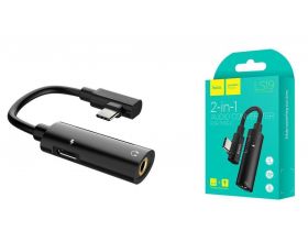Переходник HOCO LS19 Type-C 2-in-1 Audio Converter с разъема AUX на Type-C (черный)
