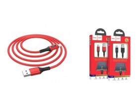 Кабель USB - USB Type-C HOCO U79, 2,4A (красный) 1,2м (в оплетке, LED индикатор)