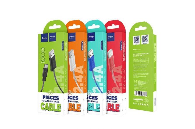 Кабель USB - USB Type-C HOCO X24, 2,4A (черный) 1м (пружинки)