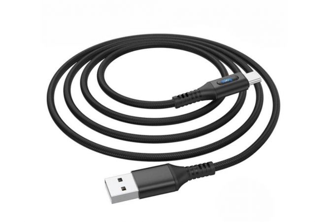 Кабель USB - USB Type-C HOCO U79, 2,4A (черный) 1,2м (в оплетке, LED индикатор)