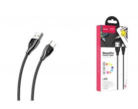 Кабель USB - USB Type-C HOCO U88 3A (черный) 1,2м (в оплетке, LED индикатор)